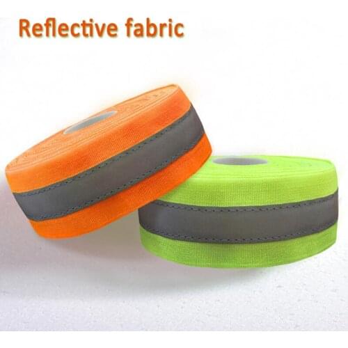 50mm width Fluorescent yellow/Fluorescent Orange Reflective Fabric Sew On safe clothing