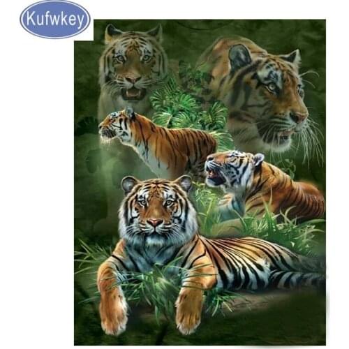 5d Diy diamond painting tigers family full drill 5d rhinestones cross stitch round square mosaic diamond embroidery animal king
