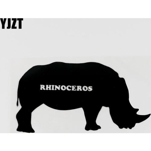 YJZT 13.5CMX7.5CM Animal Rhinoceros Car Sticker Black/Silver Vinyl High Quality Decal 8C-0009