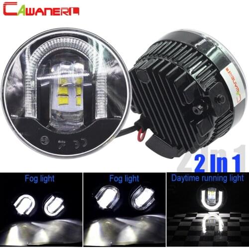 Cawanerl For Ford Focus Fiesta Mustang Explorer Fusion C-Max Ranger Falcon Car Styling LED Fog Light DRL Daytime Running Lamp