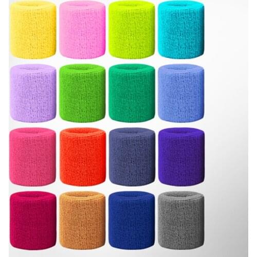 Colorful Sports Wristbands Cotton High Elasticity Sweat-absorbent Sweatband for Tennis Sport Basketball Gymnastics B2Cshop