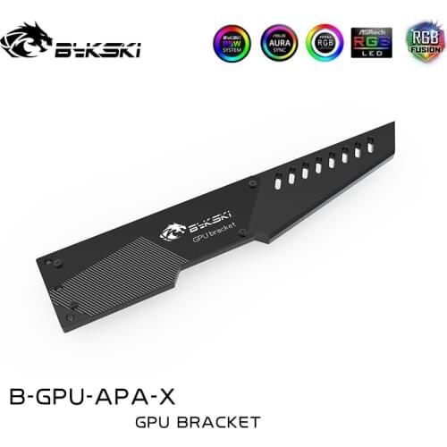 BYKSKI Graphics Card holder Bracket Support Sync Motherbaord 5V 3PIN A-RGB/4V 12PIN RGB Computer DIY Acrylic Fix Graphics Card