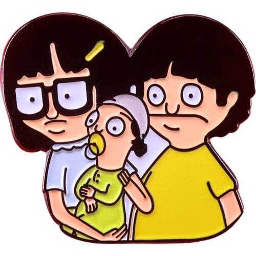 Tina Gene Louise Enamel Pin Bobs Burgers Brooch Belcher Family Badge America Cartoon Series Jewelry