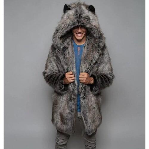 European and American new style coats faux fur mens winter casual warm mink fur coat mens long coat