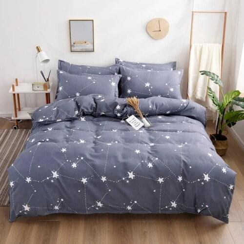 European Gray Duvet Cover 220x240 Pillowcase 3Pcs，Quilt Cover 175x220 Bed Cover，Little stars pattern Blanket Cover Bedding Set