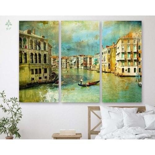 Gondolier In Venice Canvas Print Italian Vintage Wall Art Decor