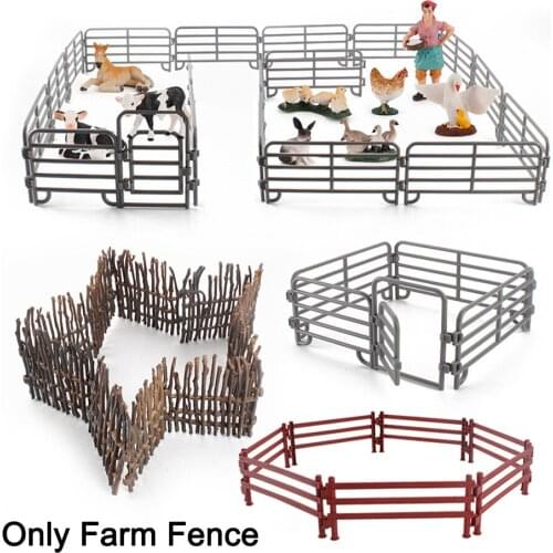 Simulation Model Farm Fence Set DIY Kids Toy Role Play Door Block Accessories PVC Funny Educational Thinking Ability Creativity