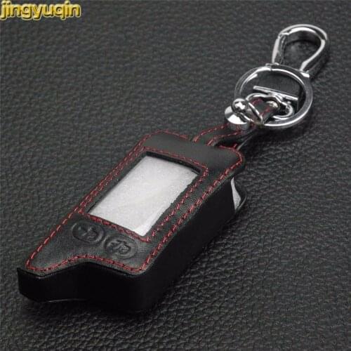 Jingyuqin 5 Buttons Leather Key Cover Case For Tomahawk TZ9010 TZ9030 LCD Remote Only Tomahawk TZ 9010 Two Way Car Alarm