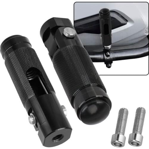 2Pcs Black Sliver Footrests Aluminum Alloy Folding Foot Rests Pegs Rear Pedals Set Parts for Motorcycle Motor Bike