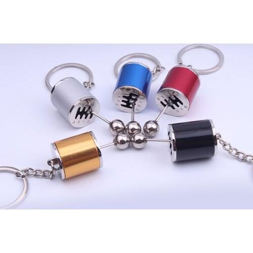 Creative Car 6 Speed Gearbox Gear Head Keychain Manual Transmission Lever Metal Key Ring Car Refitting Metal Pendant Keychain