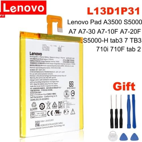Lenovo Original Battery L13D1P31 Battery For Lenovo Pad A3500 S5000 S5000-H tab3 7 TB3 710i 710F tab 2 A7 A7-30 A7-10F A7-20F