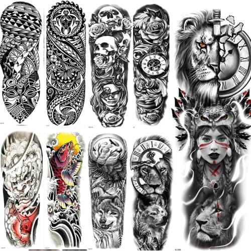 Fox Cuckold Fake Tattoo Sticker Korea Decals Wolf Mens Temporary Tattoo Arte Tiger Hotwife Temporal Tatoo Sticker Body Jewelry