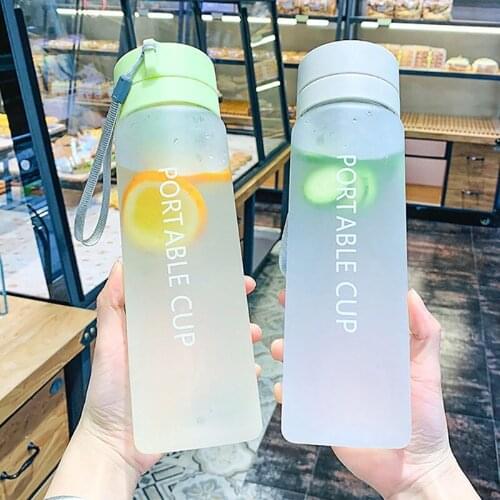 Frosted Water Cup Simple Double Glass Water Bottle with Lid and Lifting Rope Safety Sealed Sports Transparent Frosted Coffee Cup