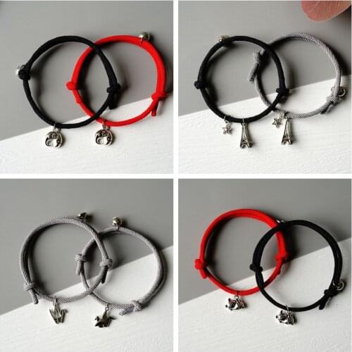 Milan Rope Thousand Paper Crane Couple Bracelet Magnet attracts student girlfriends hand rope Tanabata gift #7A4179