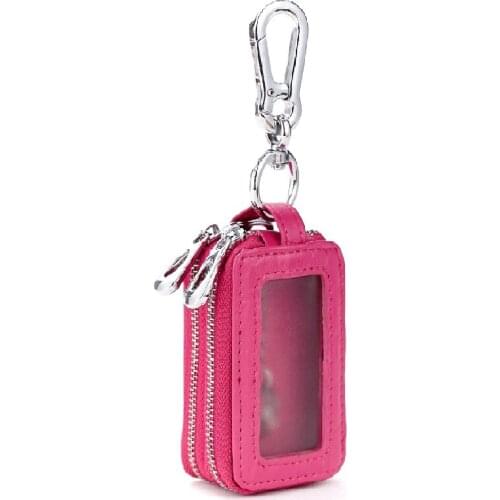 15PCS / LOT Double Zipper Genuine Leather Mens Multi-function Key Holder Key Bag