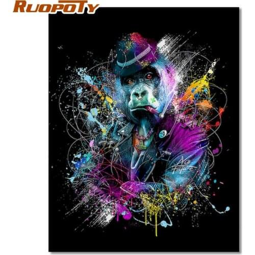 RUOPOTY Painting By Numbers For Adults Children Unique Gift 60x75cm Framed Color Animal Oil Picture By Number Home Decorations