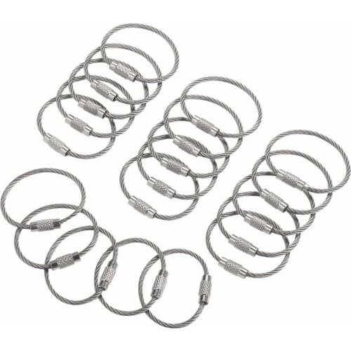 20pcs 10 12 15cm DIY Jewelry Connectors Findings Stainless Steel Wire Keychains 1.5mm Cable Key Rings