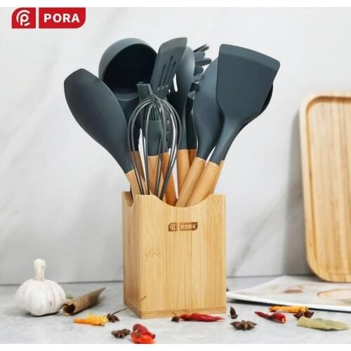 11/12Pcs Kitchen Set Silicone Cooking Utensil Set Nonstick Spatula Kitchenware Wooden Handle with Box Kitchen Accessorie Tools