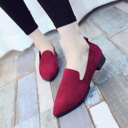 2021 Spring new solid color pointed toe all-match fashionable low-heeled thick-heeled work shoe cover foot womens single shoes