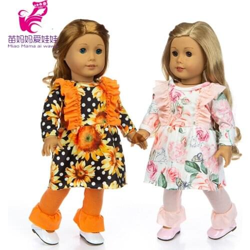 New born baby doll clothes sunflower dress pants fit for 18 inch american doll clothes wear lace dress