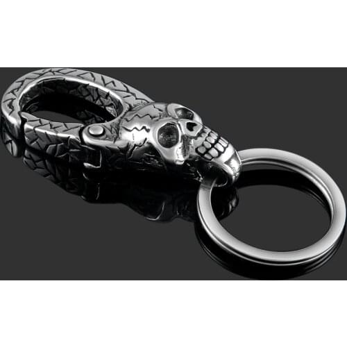 OMKAIMING 2021 Fashion 304 Stainless Steel Skull Style Keychain For Men Women Creative Key Holder Rings Portable Accessory