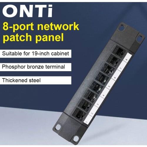 ONTi 8 Port Straight-through CAT6 Patch Panel RJ45 Network Cable Adapter Keystone Jack Ethernet Distribution Frame