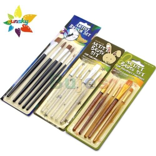 Original MONET Artist Multi specification gouache brush / watercolor brush / oil brush 5pcs/set Crystal transparent pen rod