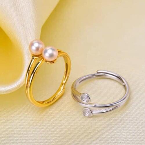 2 color Pearl Ring Mountings Base Settings Findings, Adjustable Ring Jewelry Parts Fittings Charm Accessories