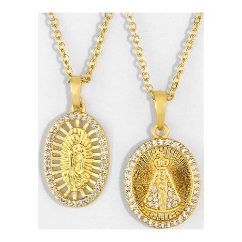 Virgin Mary multicolor micro pave cz zircon cubic zirconia necklace copper Clavicle gold plated Snake Chain Choker Pendant g35g