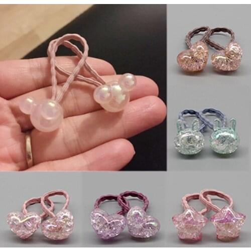 Sale Cute 2019 New Acrylic Kids Girls Hair band Gifts Elastic Rubber Band Star Rabbit Princess Rope Headwear Hair Accessories