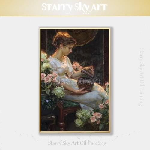 Hand-painted High Quality Impressionist Lady Figure Oil Painting on Canvas Beautiful Side Lady Figure Oil Painting for Wall Art