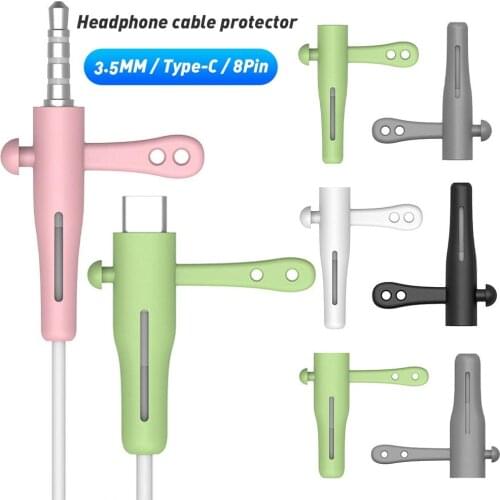 Silicone 3.5mm/Type-c Wired Earphones Cable Cord Protective Cover Sleeve Set Earphone Accessories