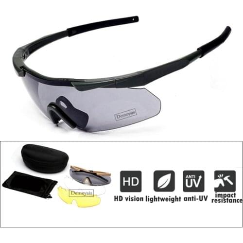 Tactica Glasses with 3 Interchangeable Lens Army Eye Protection for Airsoft Paintball Shooting Range Safety Glasses