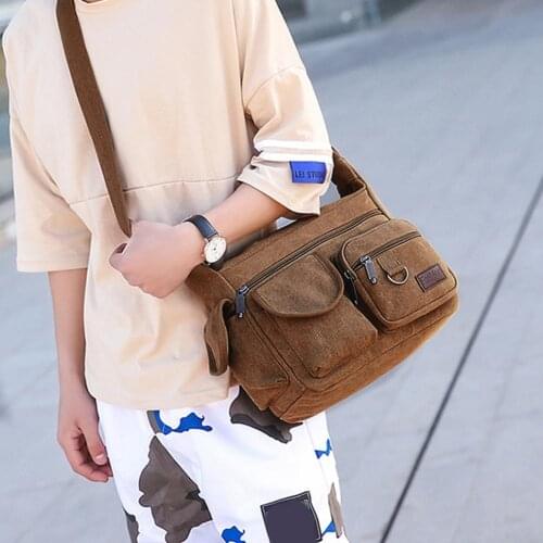 Tactical Men Canvas Shoulder Bags Outdoor Army Multi-pocket Travel Bag Handbag Messenger Pack Male Hiking Climbing Storage Tote