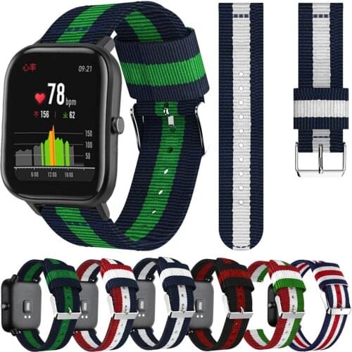 20mm Striped Woven Nylon Strap For Huami Amazfit GTS/GTS 2 Mini/Bip U Pro Smart Watch Replacement Wristband Bracelet Watchband