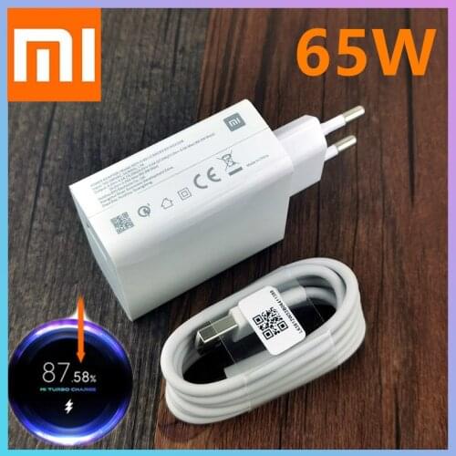 Original Xiaomi Turbo Charger 65W EU GaN Adapter QC 4.0 Fast Charge Redmi Note 9 Pro 10 K30 5A Cable Charging MI 11 10