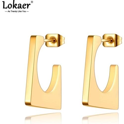 Lokaer Fashion Titanium Stainless Steel Simple Stud Earrings Bohemia Geometry Party Earrings Jewelry For Women Pendientes E21024