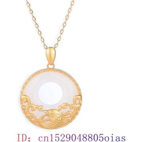 White Jade Carp Pendant Women Fish Charm 925 Silver Crystal Gemstone Zircon Chalcedony Fashion Natural Amulet Gifts Necklace