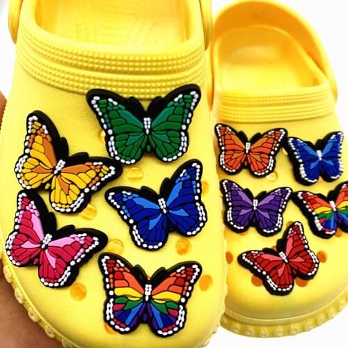 10PCS/Set Colorful Shoes Charms Cartoon Animal Butterfly Icon Croc Accessories Kids Party Gifts Hole Slipper Buckles Decor