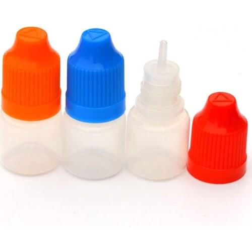 100pcs 3ml PE Soft Plastic Dropper Bottle With Childproof Cap And Long Tip For Liquid Empty Needle Vial