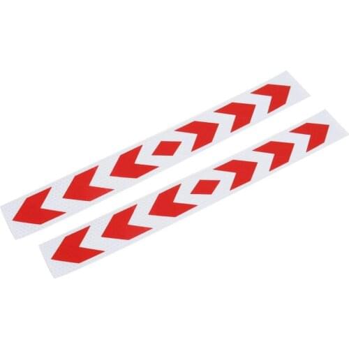 Car 2pcs Silver Tone Red Reflective Self Adhesive Warning Tape Sticker Decal for Car