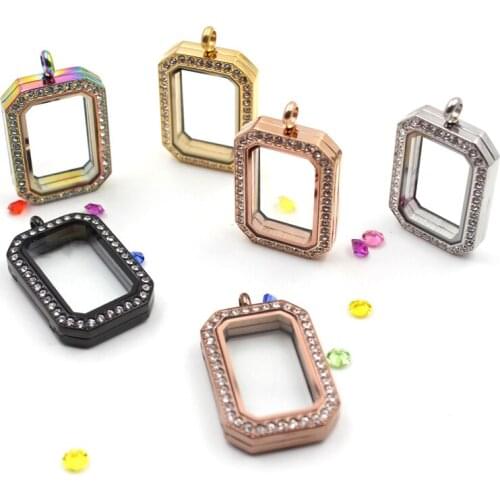 23mm*33mm/20mm*30mm Magnetic Closure Crystals 316L Stainless Steel Heritage Floating Charm Locket plain face (locket only)