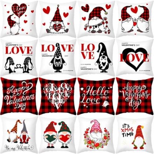 45*45cm Faceless Doll Cushion Cover Pillowcase Valentine Love Wedding Decoration Pink Heart Pillowscover Valentines Day Gift