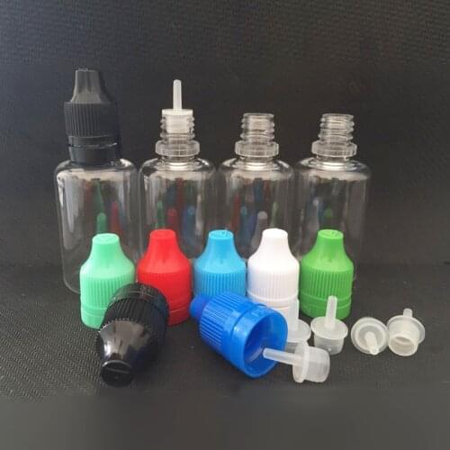 50pcs Factory Price PET 30ml Plastic Dropper Bottles With Tamper Evident Caps and Long Thin Tips 30ML Eliquid Bottles Plastic E