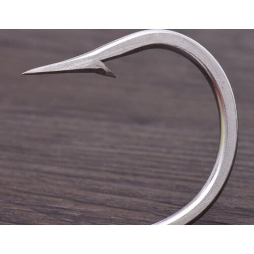 6pcs J Shape Saltwater Fish Hook Large Size Thicked Stainless Steel Jig Hook 8/0 10/0