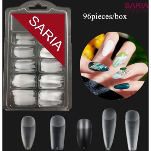 96 pieces of nail art piece thin ladder-shaped almond long tip short water drop fold seamless net red explosion-free matte free