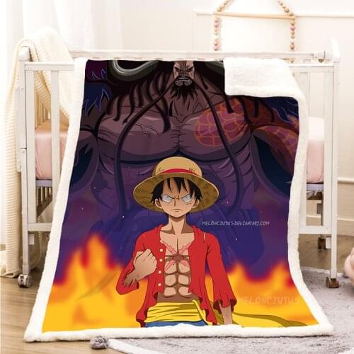 Anime One Piece Monkey D. Luffy Plush Blanket Throw for Sofa Bed Cover Single Twin Bedding Baby Boys Girls Children Gift