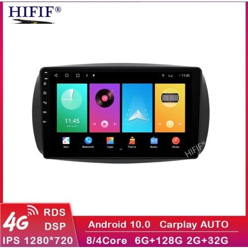 2 din 8 core Android 10 car radio auto stereo for Smart Fortwo Forfour 435 2014 15 -2019 navigation GPS DVD Multimedia Player