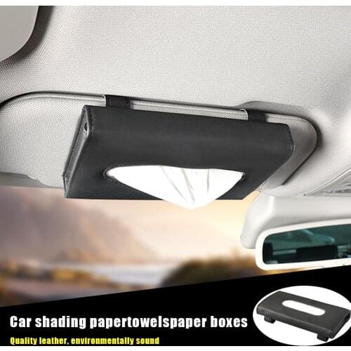 Auto Car Tissue Holder Coche Sun Visor Tissue Box Holder PU Leather Paper Napkin Cover Auto Interior Accessories