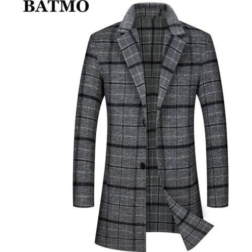 BATMO 2020 new arrival autumn high quality wool trench coat men,mens wool jackets ,plus-size M-XXXL 2038